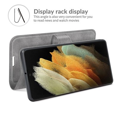 Leather Wallet Samsung Galaxy S22 Ultra Grey - Techhuset.se