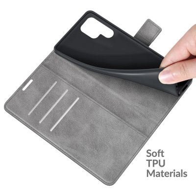 Leather Wallet Samsung Galaxy S22 Ultra Grey - Techhuset.se