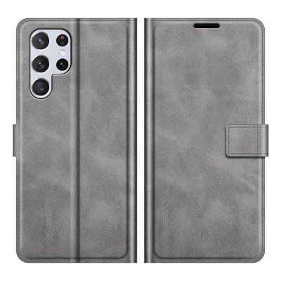 Leather Wallet Samsung Galaxy S22 Ultra Grey - Techhuset.se