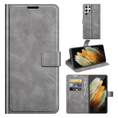 Leather Wallet Samsung Galaxy S22 Ultra Grey - Techhuset.se