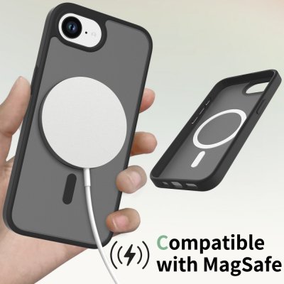 iPhone 16e i matt svart Magnetic MagSafe skal – närbild på MagSafe-ring
