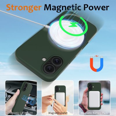 MagSafe Silikonskal iPhone 16 Mörkgrön