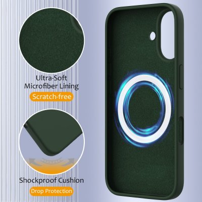 MagSafe Silikonskal iPhone 16 Mörkgrön