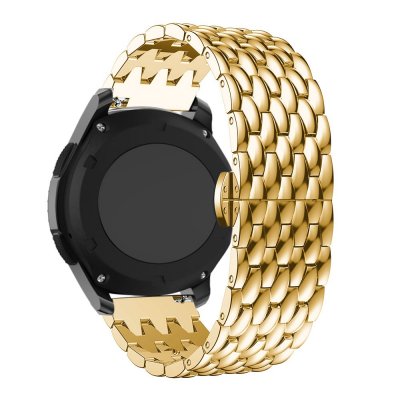 Metallarmband i guld till Garmin Vivoactive 4 med fjärilsspänne – visat monterat på klocka