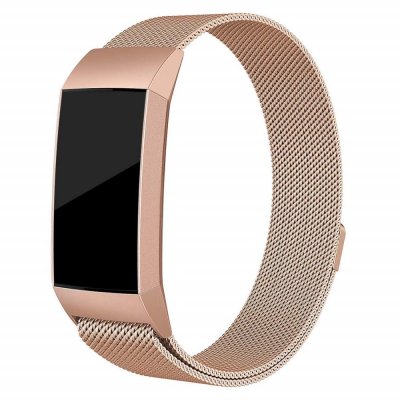 Techhuset Milanese Loop Armband Fitbit Charge 3/4 Rose Guld Bild 1