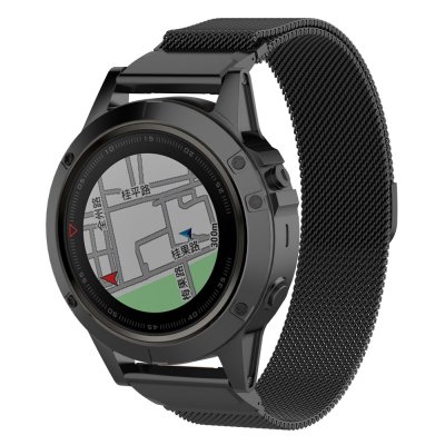 Garmin Fenix 8 Pro 51mm med svart Milanese Loop armband – framsida