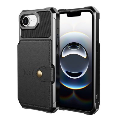 Öppet svart Multi-Slot Case för iPhone 17e med kortplatser och sedelfack