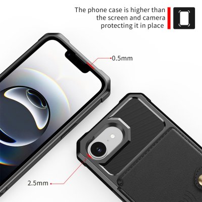 iPhone 17e svart Multi-Slot Case – kombinerat mobilskal och plånbok