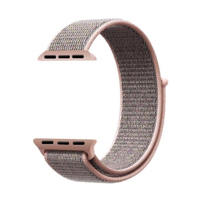 Nylonarmband Apple Watch Series 11 42mm Mörkrosa - framifrån utan klockan
