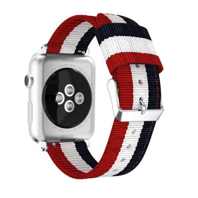 Nylonarmband Apple Watch Series 11 46mm Blå/Vit/Röd - bakvy