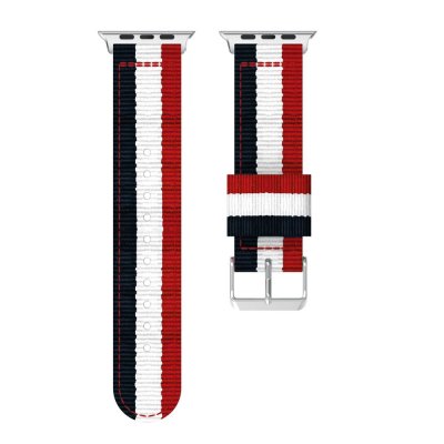 Köp Nylonarmband Apple Watch 45mm Series 9 Blå/Vit/Röd Online