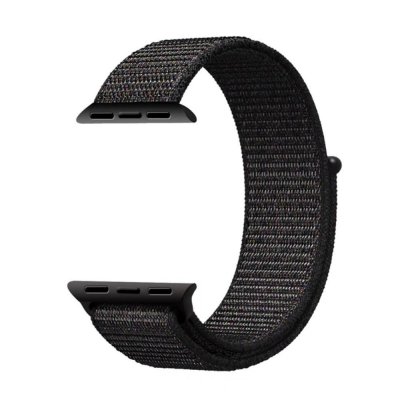 Nylonarmband Apple Watch Ultra 3 49mm Svart - framifrån utan klockan