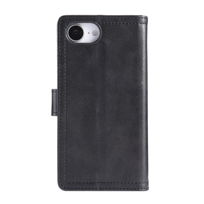 Elegant svart Multi-Slot fodral i läderstil till iPhone 17e – baksida