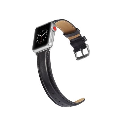 Köp Premium Leather Band Apple Watch 42/44/45/49 mm Black Online