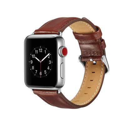 Premium Leather Band Apple Watch Series 11 46mm Brown - framvy