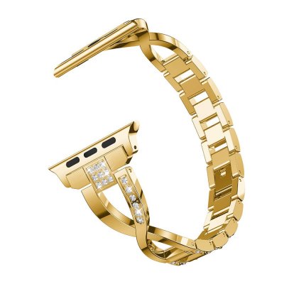 Rhinestone Kristallarmband Apple Watch Series 11 46mm Guld - översikt på armbandet utan klockan