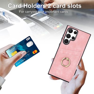 Köp Samsung Galaxy S24 Ultra Skal Kortfack Och Ringhållare Rosa Online