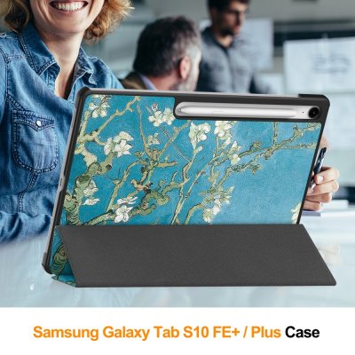 Samsung Galaxy Tab S10 FE Plus Fodral Tri-fold Körsbärsblommor