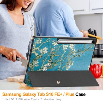 Samsung Galaxy Tab S10 FE Plus Fodral Tri-fold Körsbärsblommor