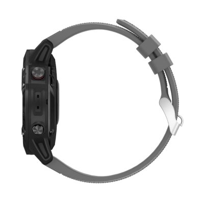 sidovy av Garmin Fenix 8 Pro 47mm med grått silikonarmband