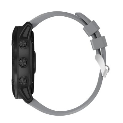 Grått silikonarmband på Garmin Fenix 8 Pro – sidovy