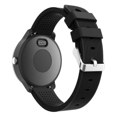 Silikonarmband Garmin Vivoactive 3 Svart bakifrån monterat på klocka