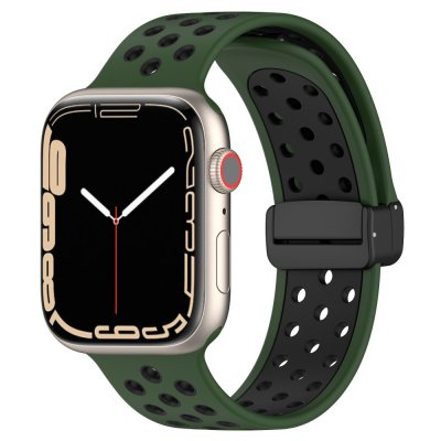 Köp Silikonarmband Sport Apple Watch 42/44/45/49 mm Grön/Svart Online