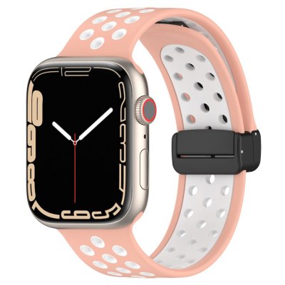 Köp Silikonarmband Sport Apple Watch 38/40/41 mm Rosa/Vit Online