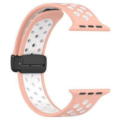 Silikonarmband Sport Apple Watch Series 11 46mm Rosa/Vit - framvy utan klockan