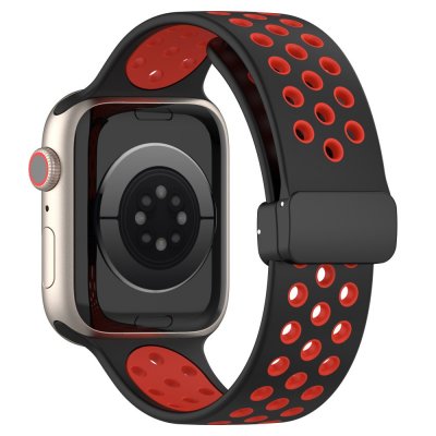 Köp Silikonarmband Sport Apple Watch 45mm Series 9 Svart/Röd Online