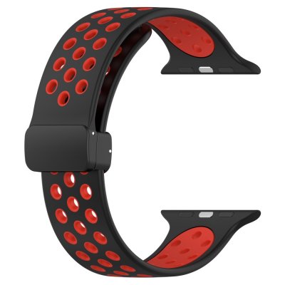 Köp Silikonarmband Sport Apple Watch 45mm Series 9 Svart/Röd Online