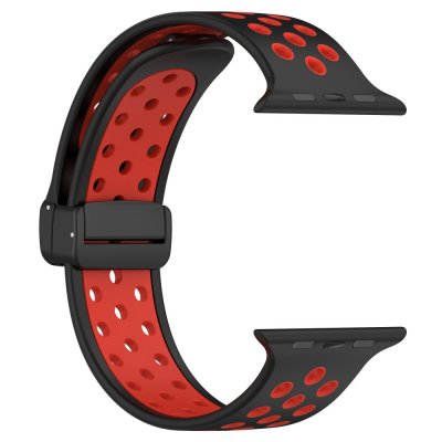 Köp Silikonarmband Sport Apple Watch 45mm Series 9 Svart/Röd Online