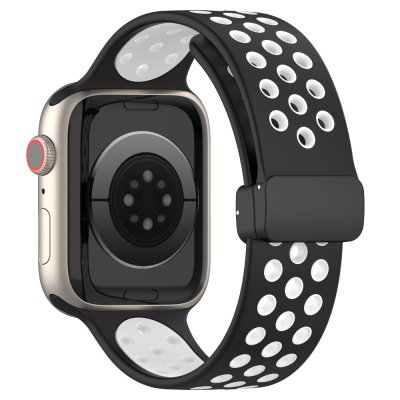 Silikonarmband Sport Apple Watch Series 10 46mm Svart/Vit