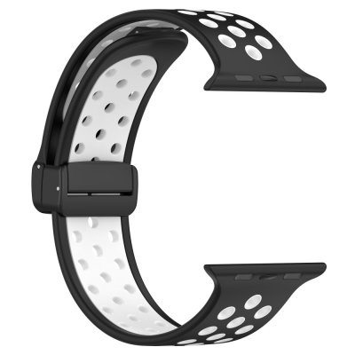Köp Silikonarmband Sport Apple Watch 42/44/45/49 mm Svart/Vit Online