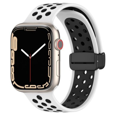 Silikonarmband Sport Apple Watch Series 10 46mm Vit/Svart