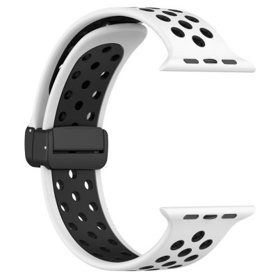 Silikonarmband Sport Apple Watch Series 11 46mm Vit/Svart - framvy utan klockan