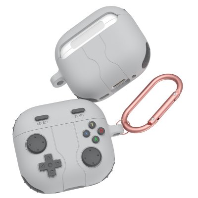 Silikonskal Med Karbinhake Apple AirPods 4 Gamepad Grå