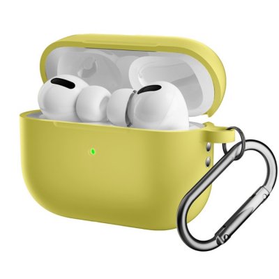 Köp Silikonskal Med Karbinhake Apple AirPods Pro 2 Gul Online