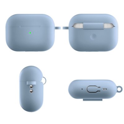Köp Silikonskal Med Karbinhake Apple AirPods Pro 2 Ljusblå Online