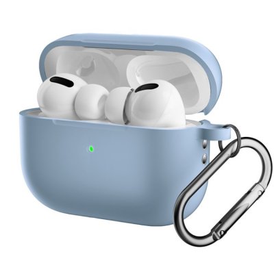 Köp Silikonskal Med Karbinhake Apple AirPods Pro 2 Ljusblå Online