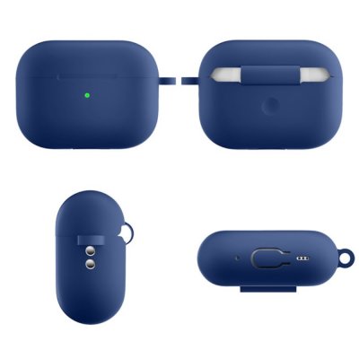 Köp Silikonskal Med Karbinhake Apple AirPods Pro 2 Mörkblå Online