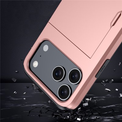 iPhone 17 Pro skyddsskal med integrerat kortfack - roséguld