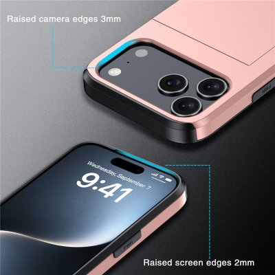 Lyxigt roséguldskal med kortförvaring till iPhone 17 Pro