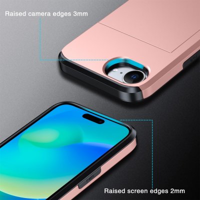 Stilrent iPhone 17e roséguld - skal med dolt kortfack