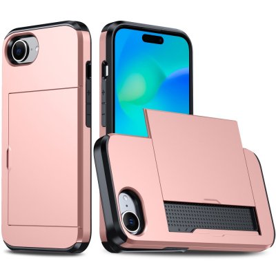Roséguld iPhone 16e skal med kortfack – elegant mobilskal