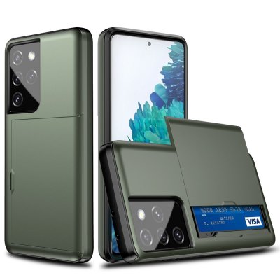 Skal Med Kortfack Samsung Galaxy S21 Ultra Mörk Grön - Techhuset.se