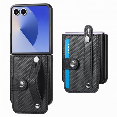 Skal Samsung Galaxy Z Flip 7 Kortfack + Handstrap Svart