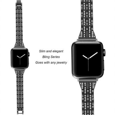 Köp Slim Bling Bracelet Apple Watch 38/40/41 mm Svart Online