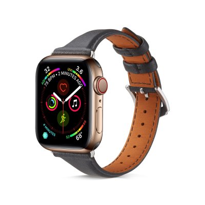 Smalt Läderarmband Apple Watch Series 10 42mm Svart