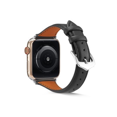 Smalt Läderarmband Apple Watch Series 10 42mm Svart